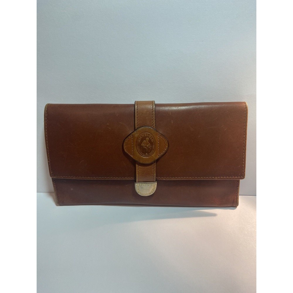 Vintage Michel Cloetta Brown Leather Checkbook Wallet ITALY BLOOMINGDALES 80s